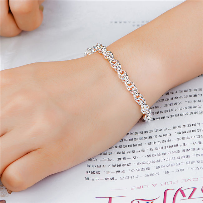 Round popcorn lady's 925 silver bracelet JSPB513; New arrival girl women sterling silver plated Chain link bracelets