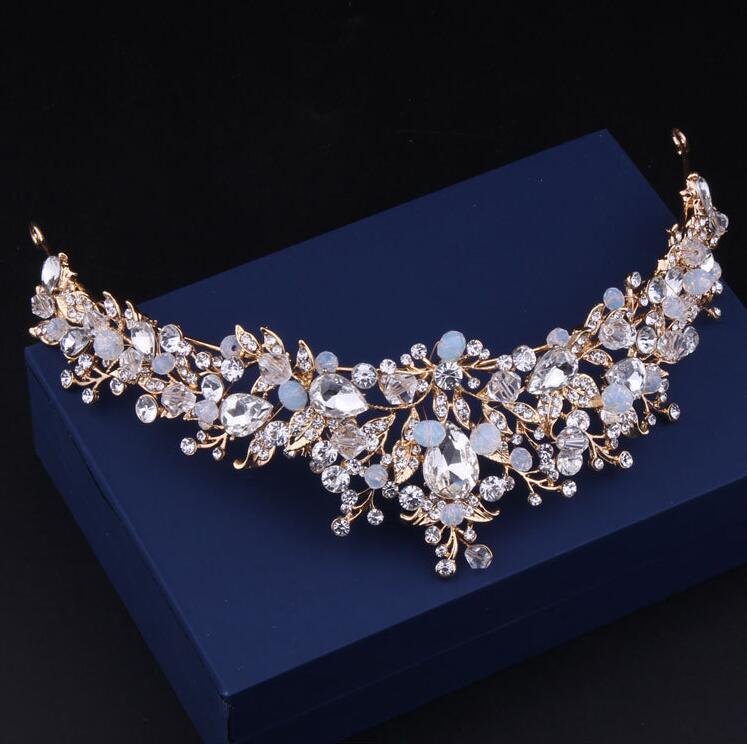 Rose Gold Plated Wedding Crown Bridal Bridesmaid Flower Girls Crystal tiara Rhinestone crown headband Wedding Dress Studio Tiara 26 cm *5.5