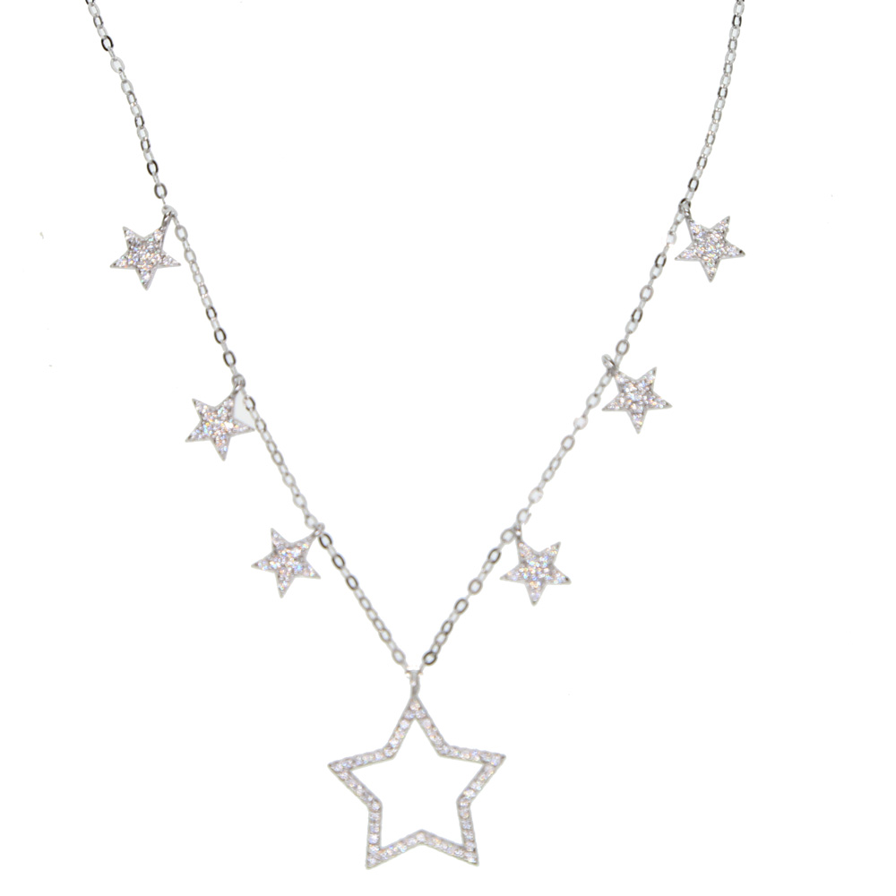 lovely star charm choker necklace cute statement jewelry 100% 925 sterling silver women collar collarbone Star pendant necklaces jewelry