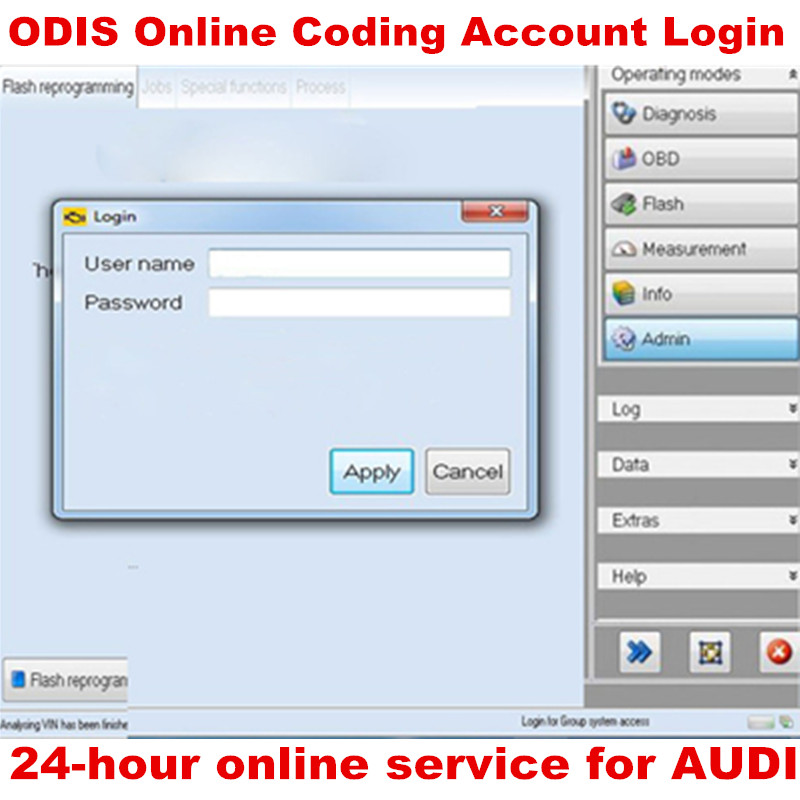 ODIS Online Coding Account Login one time Service for Audi 4.2.3 for VAG Diagnostic Interface 5054A 4.3.3 6154
ODIS Online Coding Account Login one time Service for Audi 4.2.3 for VAG Diagnostic Interface 5054A 4.3.3 6154