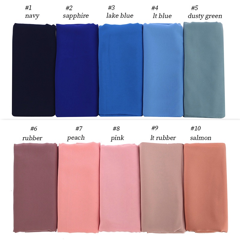 Pure Color Oversize Chiffon Towel Head Scarves Islamic High Quality Shawls Muslim Women Scarf 49 Colors 70x175cm Wraps