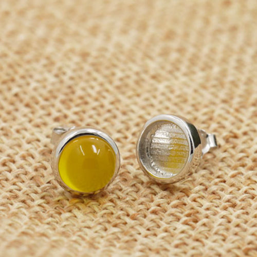 925 Sterling Silver Stud Earrings for Women 4.5x4.5mm 6x6mm 7x7mm Round Cabochon Semi Mount Earrings Setting