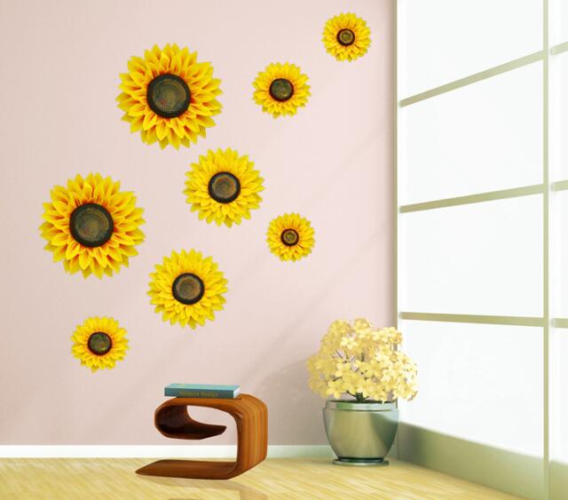 3D Artificial Sunflower Wall Stickers Cloth Sunflower For Wedding Home Party Decoration Craft Flowers Baby Shower Decoration