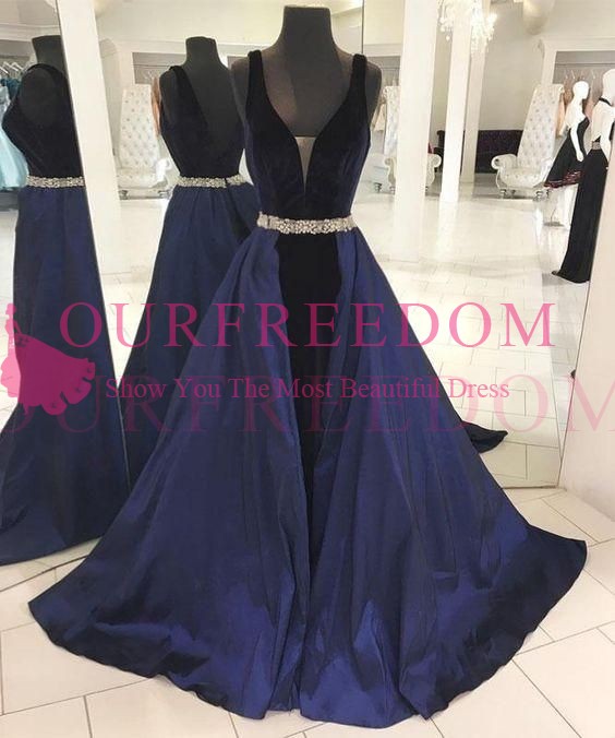 2019 Elegant Navy Blue Evening Dresses Deep V Neck Beaded Crystal Belt With Detachable Train Formal Occasion Prom Dresses Custom Made, Water melon
2019 Elegant Navy Blue Evening Dresses Deep V Neck Beaded Crystal Belt With Detachable Train Formal Occasion Prom Dresses Custom Made, Water melon