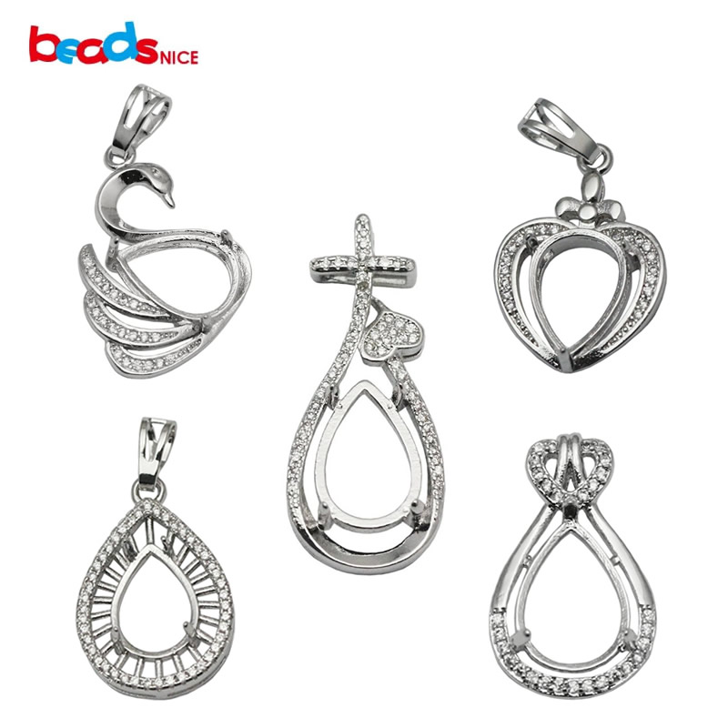 Beadsnice New Designed 925 Sterling Silver Pendant Setting Fit for 7x9mm Oval Gemstone Wholesale Blank Pendant Base ID 34056