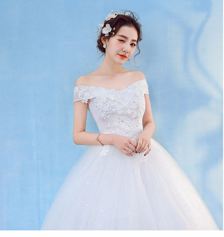 Korean Lace Up Ball Gown V Neck Off the Shoulder Wedding Dresses 2018 New Fashion Customized Plus Size Bridal Dress Real Photo