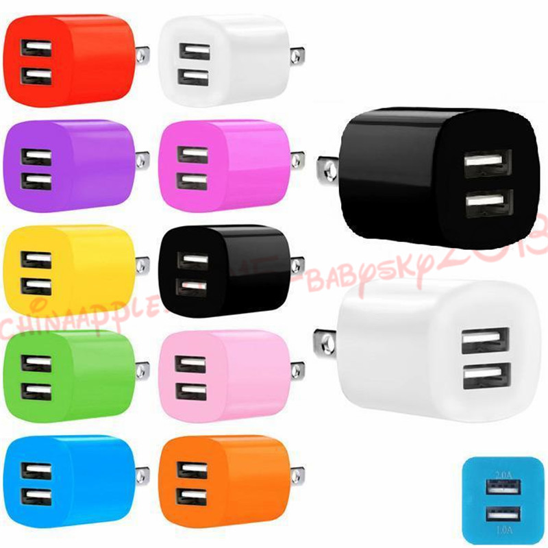 

Colorful 5V 2.1A Dual usb ports US Eu Ac home wall charger plug adapter for iphone 6 7 htc lg samsung s6 s7 edge