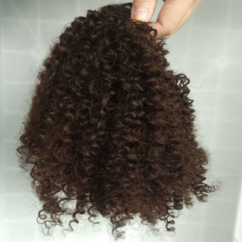 Sports woman Natural brown kinky curly ponytail hair extension Drawstring clip in human hair extension 120g