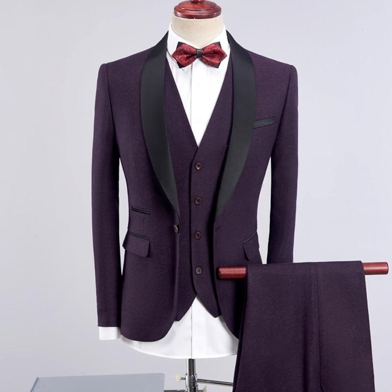 Custom Made Popular Groom Tuxedos Excellent Men Wedding Tuxedos High Quality Men Formal Business Prom Party Suit(Jacket+Pants+Tie+Vest) 1736