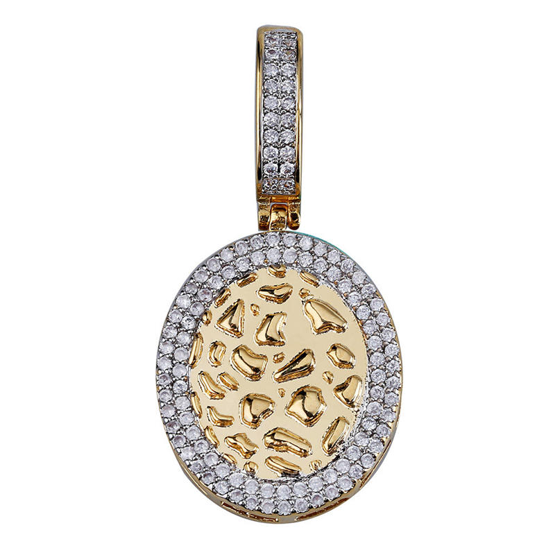 Men Fashion Hip Hop Necklace Jewelry Gold Plated CZ Round Brick Pendant Necklace for Men Women Nice Gift