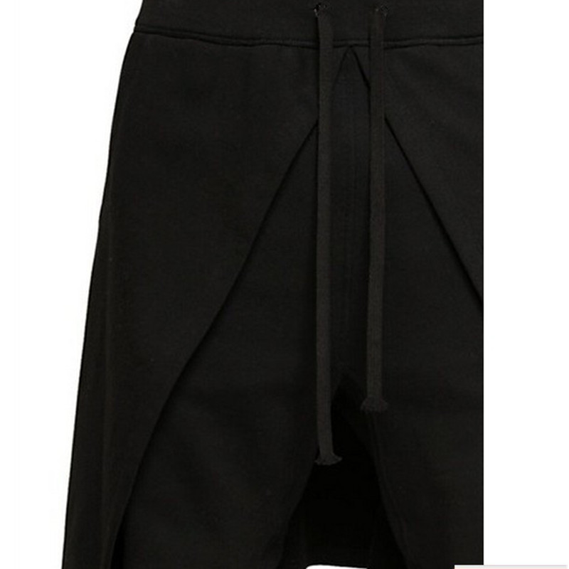 2018 Brand Cool Mens Gothic Punk Style Harem Pants Black Hip Hop Wear Skinny Dress Skirt Pants Trousers Faux 2pieces