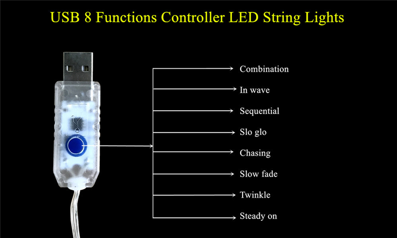 5M 10M LED String Lights USB 8 Function Sliver wire remote control fairy lights LED christmas lights Wedding Party Holiday decoration
