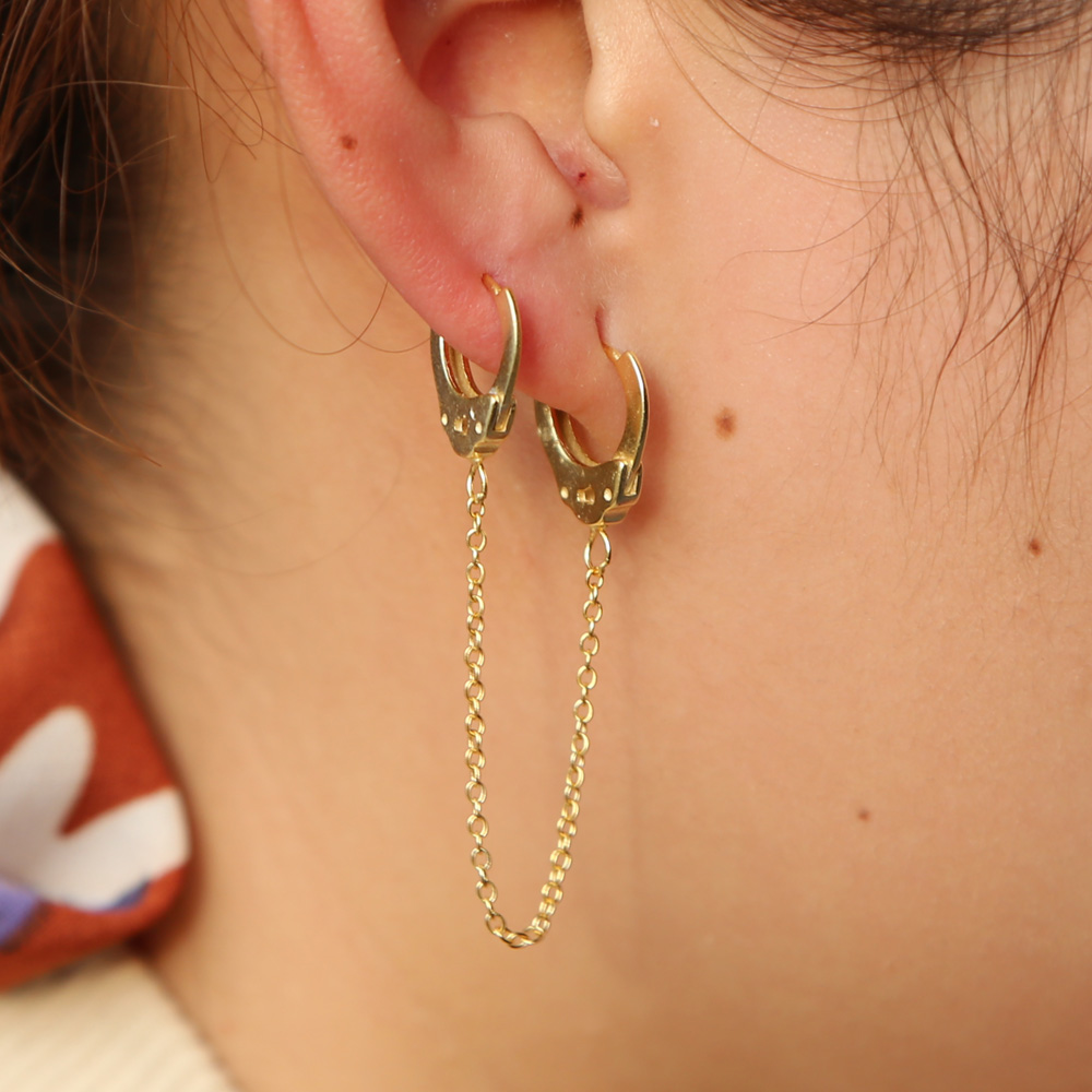 100 925 sterling silver handcuff earring 1 piece unique design long chain clip on hoop european women multi piercing earring