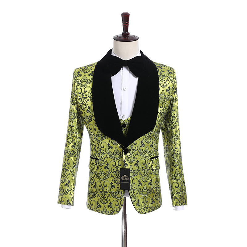 Collection -- Paisley Groom Tuxedos One Button Side Vent Groomsmen Blazer Excellent Men Business Party Prom Suits(Jacket+Pants+Tie+Vest) 405