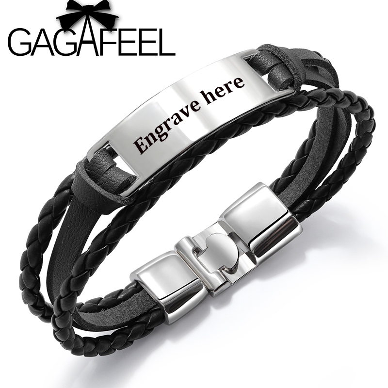 GAGAFEEL 4 Colors Custom Engrave Bangle For Men Punk Multilayer Bracelet Stainless Steel PU Leather Bangle Special Gift For Male, Black
GAGAFEEL 4 Colors Custom Engrave Bangle For Men Punk Multilayer Bracelet Stainless Steel PU Leather Bangle Special Gift For Male, Black