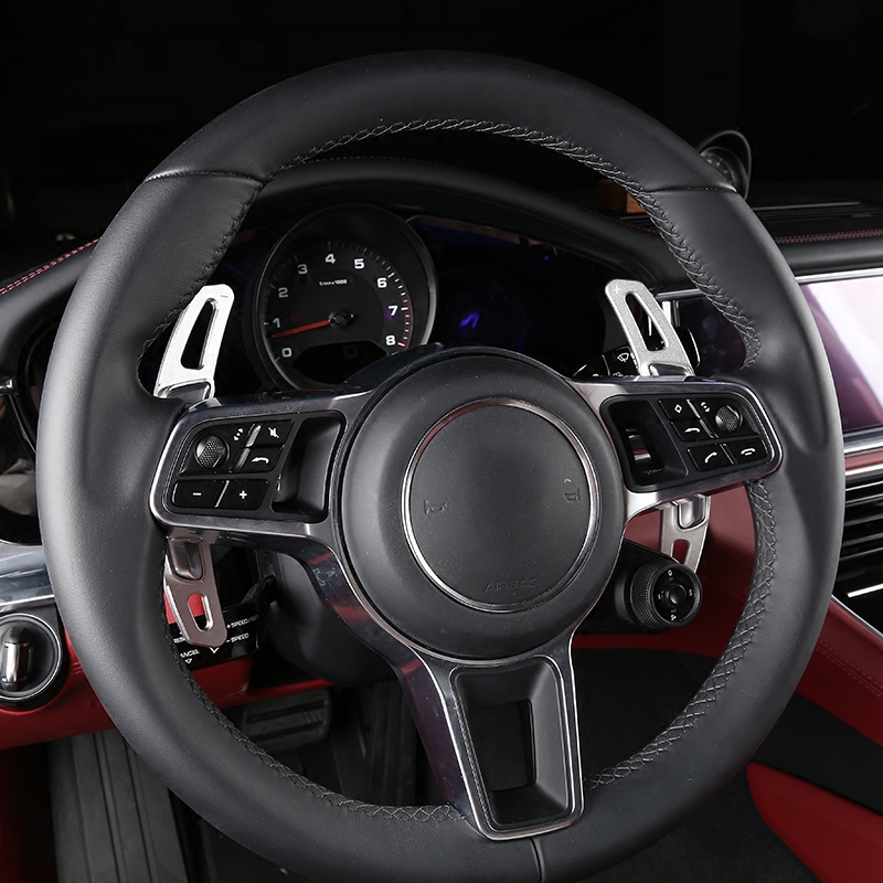 Aluminium Alloy Red Steering Wheel Shift Paddles Sequins Trim Strips For Porsche Panamera Cayenne Macan Car Styling Modified