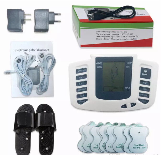 

Electrical Stimulator Full Body Relax Muscle Digital Massager Pulse TENS Acupuncture with Therapy Slipper 16 Pcs Electrode Pads FREE SHIPPIN