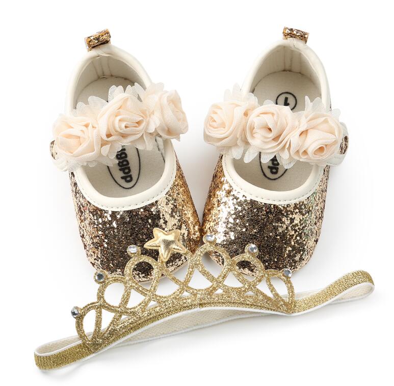2PCS/Set Bling PU baby shoes + Elastic Crown headband flower first walker girls shoes mary jane party decoration soft soled, Pink
2PCS/Set Bling PU baby shoes + Elastic Crown headband flower first walker girls shoes mary jane party decoration soft soled, Pink