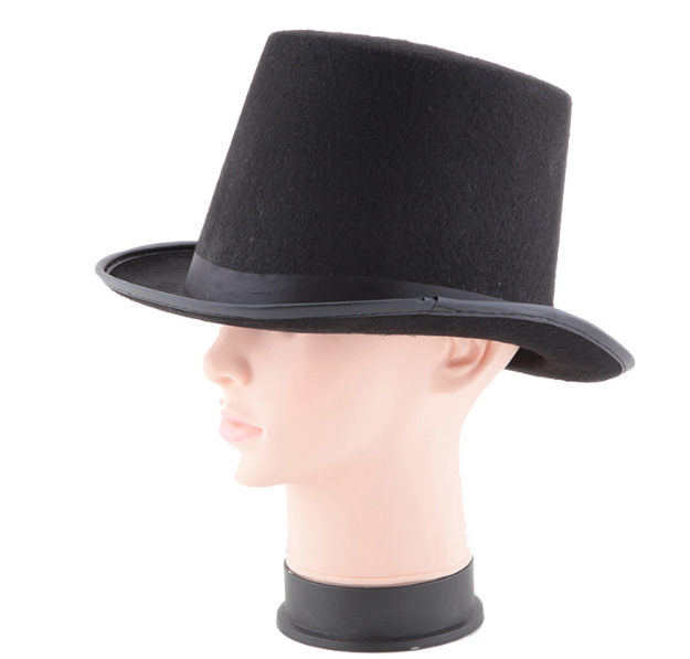 Retro classic Black Top Hat Magic hat Abraham lincoln hats Masquerade Party dress up halloween Accessory tall black felt hat for men women
