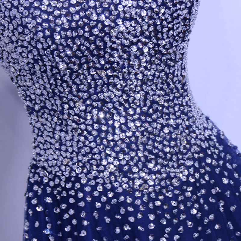 Fancy Royal Blue Ball Gown Prom Dresses Real Pictures Shining Sequins BeadsLace-up Back Evening Dresses Stuning Sequins