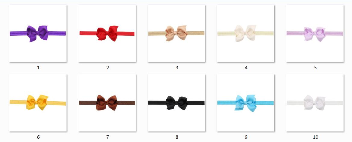 Boutique Neon Grosgrain Ribbon Hair Bows Shimmery soft Stretchy Elastic Headbands Hair Accessories Bowknot Hair Band 50pcs HC016