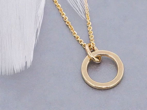5PCS Simple Thick Hoop Circle Necklace Outline Eternity Karma Open Circle Necklace Hammered Geometric Circle Round Necklaces