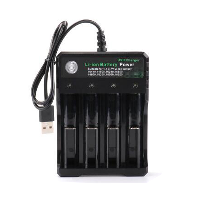 18650 Lithium Battery Charger With USB Cable 4 3 2 1 Charging Slots For 26650 18490 18350 Rechargeable Batteries Charger Smart Inteligent 6 Protection