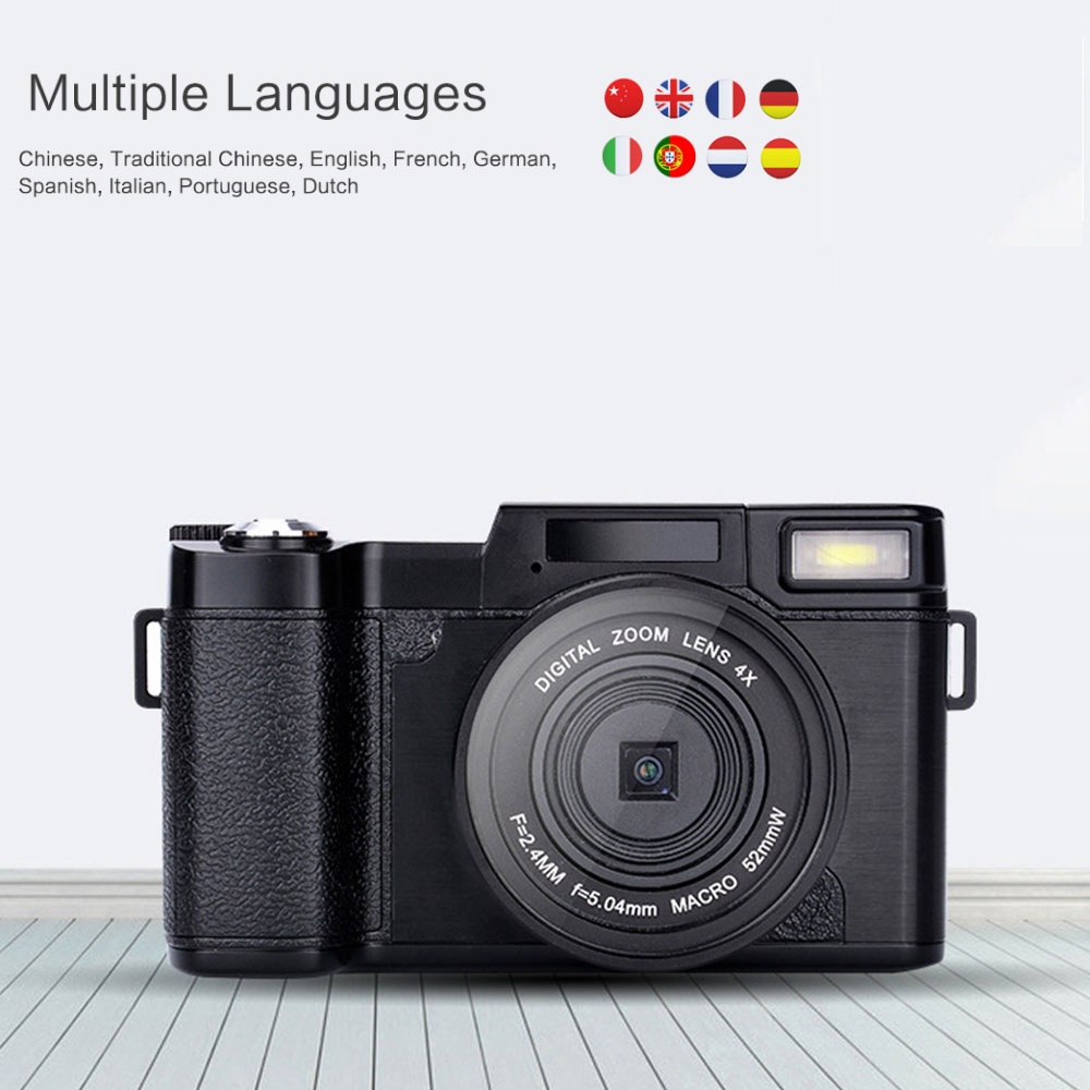 Full HD 24MP 1080P Professional Digital Camera 4X Zoom 3.0 Inch Display Screen Video Camcorder DVR Recorder With 52mm Wide Angle Lens