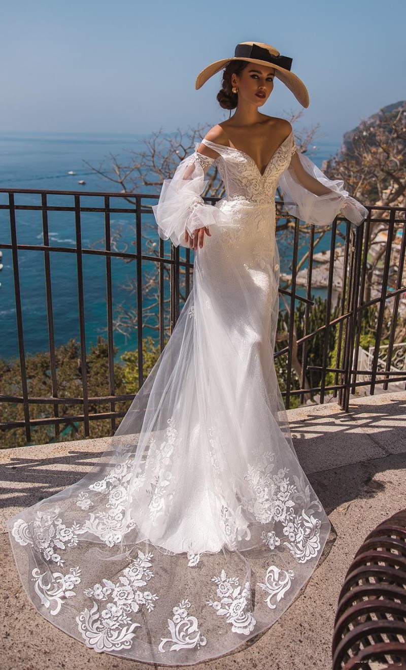 la petra modest wedding dresses long sleeves off the shoulder backless bridal gowns custom made wedding dress