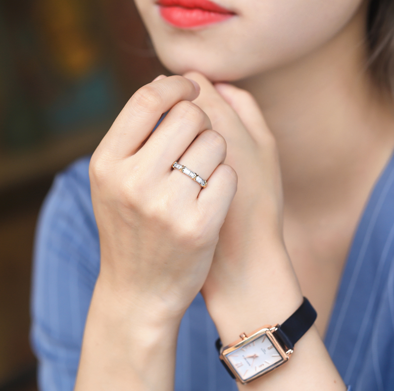 Infinity Brand New Luxury Jewelry Pure 100% 925 Sterling Silver Separate Gold Princess Cut White Topaz Diamond Wedding Band Ring for Women