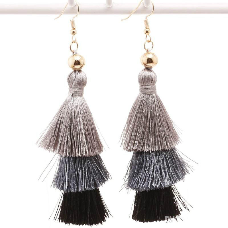 New Fashion Women Dangle Earrings Bohemia Long Tassel Earrings Exaggerated Multicolor Jewelry 8 Colors