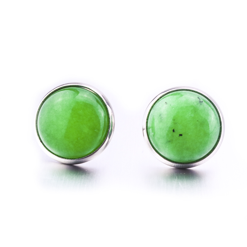 Natural stone 8mm 10mm 12mm White Green Turquoise opal pink crystal Stone Druzy stud Earrings Jewelry for Women