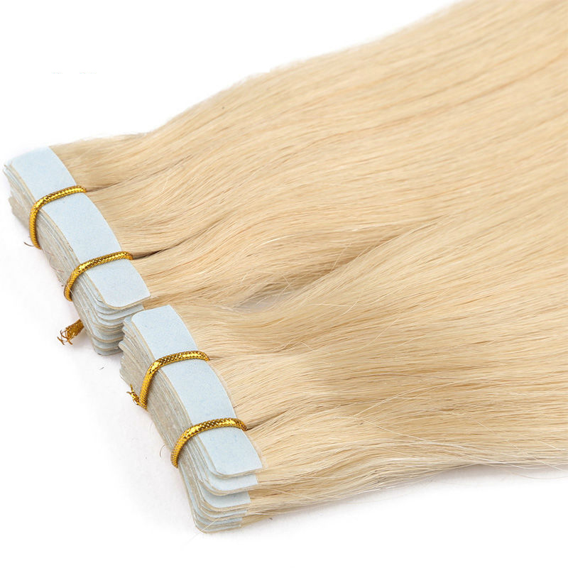double drawn skin weft human hair 16 22inch invisible silky straight blonde tape on remy hair extensions 200grams lot free dhl