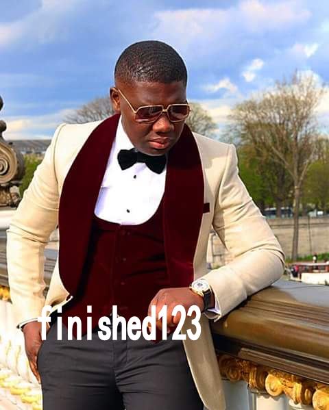 High Quality One Button Beige Groom Tuxedos Shawl Lapel Groomsmen Best Man Suits Mens Wedding Suits (Jacket+Pants+Vest+Tie) NO:1188