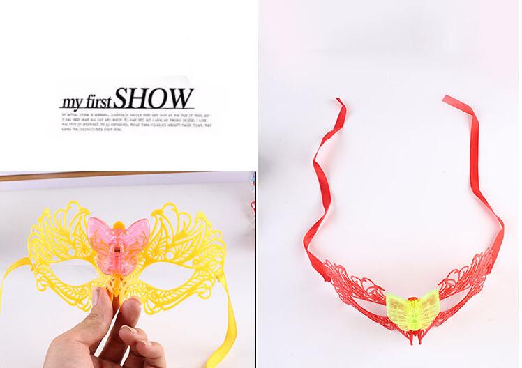 Women Venetian LED Fiber Mask Masquerade Fancy Dress Party Princess Feather Masks Multi Colors for Party