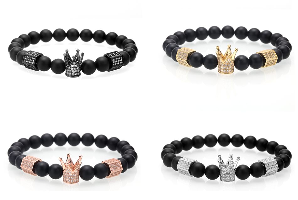 3pcs/set bracelet men/natural stone/beads/gold/charm/luxury/bracelet male hexagon crown charm braiding bracelets men jewelry Gift Valentine's Day