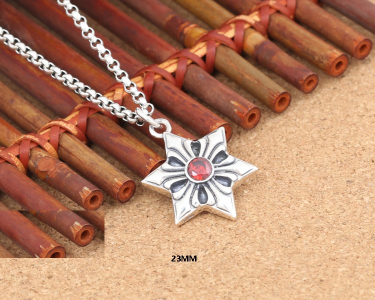 Brand 925 sterling silver vintage jewelry antique silver American hand-made designer six-pointed star necklace pendants for women