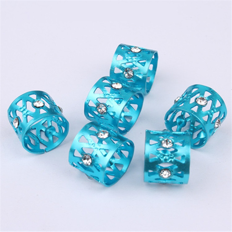 Hair Extension Tool Jewelry Metal Tube Lock Rhinestone Hair Dread Braids Dreadlock Beads Adjustable Braid Cuffs Clip H1469