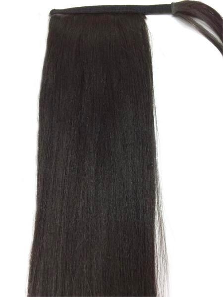 Drawstring afro puff kinky straight bubble ponytail human chignon hairpiece coarse yaki pony tail clip hair extension