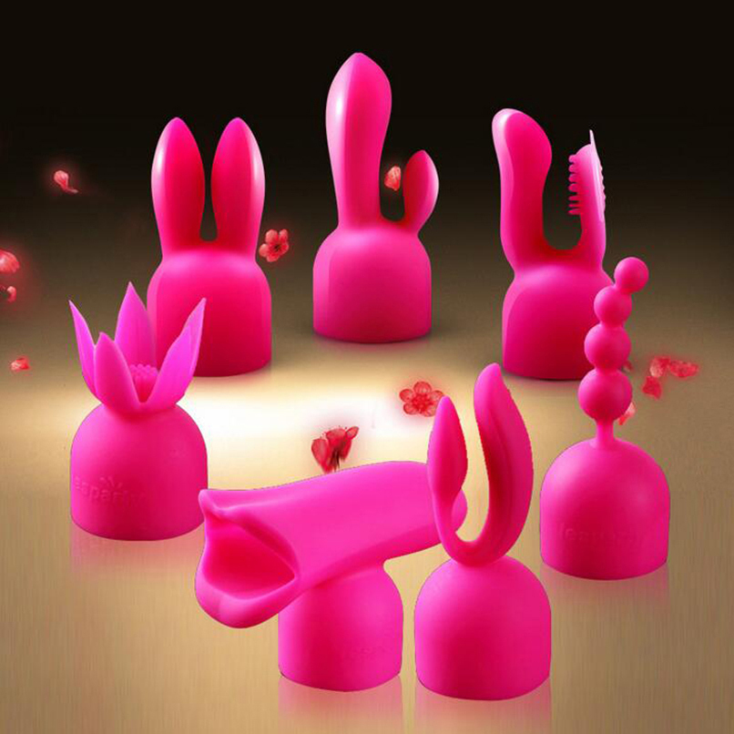 7PCS AV Vibrator Caps Wand Massager Sleeve AV Rod Vibrator Accessories AV Wand Rod Headgears Magic Wand Attachment Adult Sex Toy Y1890803