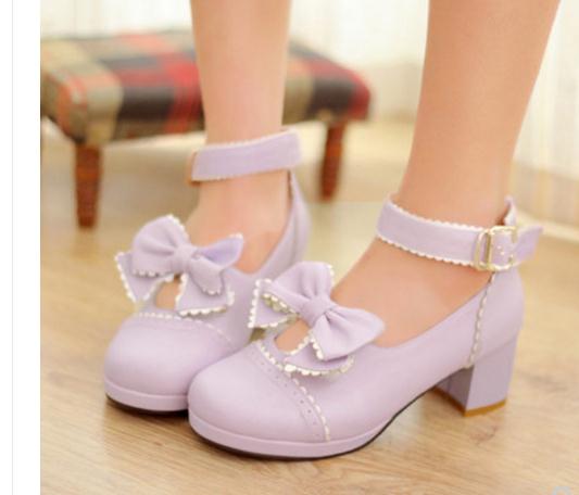 Free send Hot 2018 new style Autumn Korean high heeled shoes women's Coarse heel bowknot Single shoes, Black