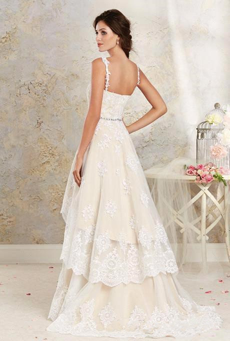 Removable Skirt Lace A Line Dresses Spaghetti Straps Applique High Low Country Summer Beach Wedding Bridal Gowns Ba1855 0510
