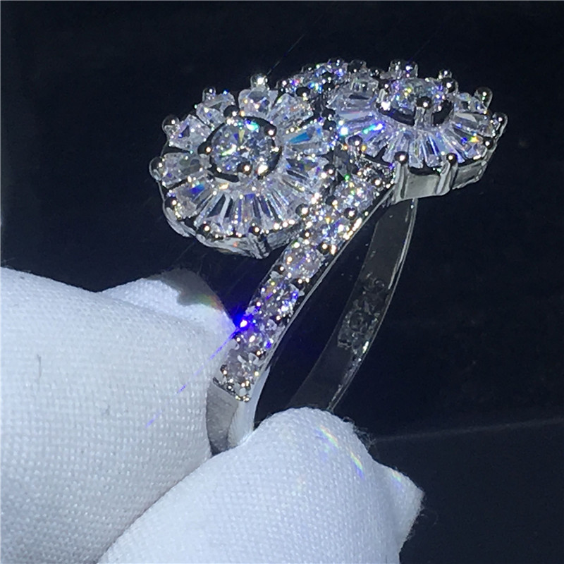 2018 Infinity Flower ring Silver color Diamond Cz Stone cross Engagement wedding band ring for women Bridal Fashion Jewelry