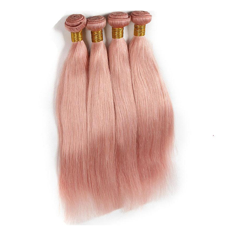8A Pink Ombre Brazilian Straight Virgin Human Hair Weave Bundles Peachy R Hair Extensions 3 Bundles Free Shipping