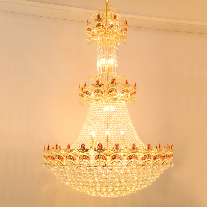 LED Modern Crystal Chandelier Big Golden Crystal Chandeliers Lights Fixture European Gold Drop Hanging Lamps 3 White Light Color Dimmable