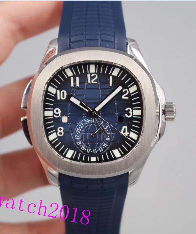 Luxury Watch 5164A-001 Aquanut Travel Time Dual Time Zone Stainless / Rubber Bracelet Automatic Fashion Brand Men's Watch Wristwatch