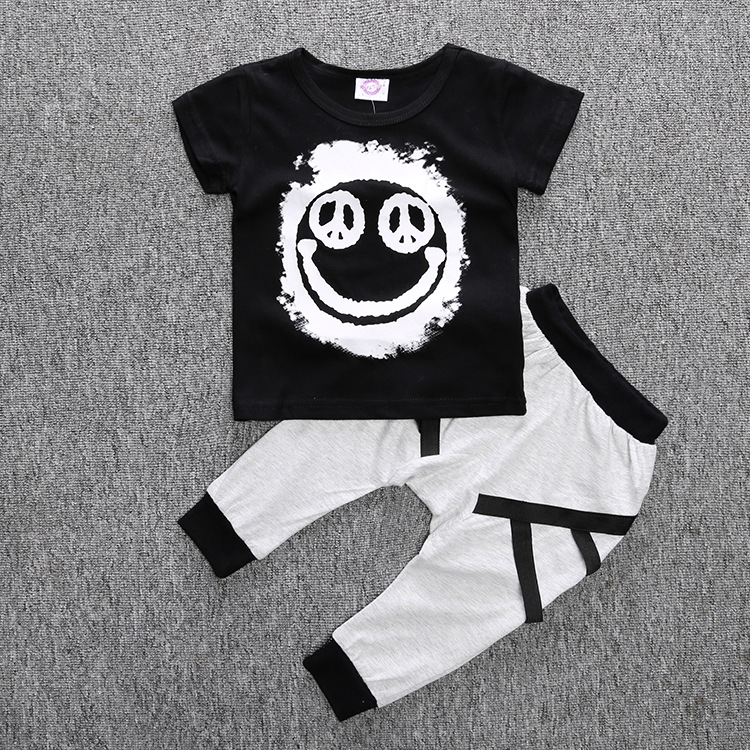 Baby Boy Clothes 2pcs Short-sleeved T-shirts + pants children Boys Summer clothing face