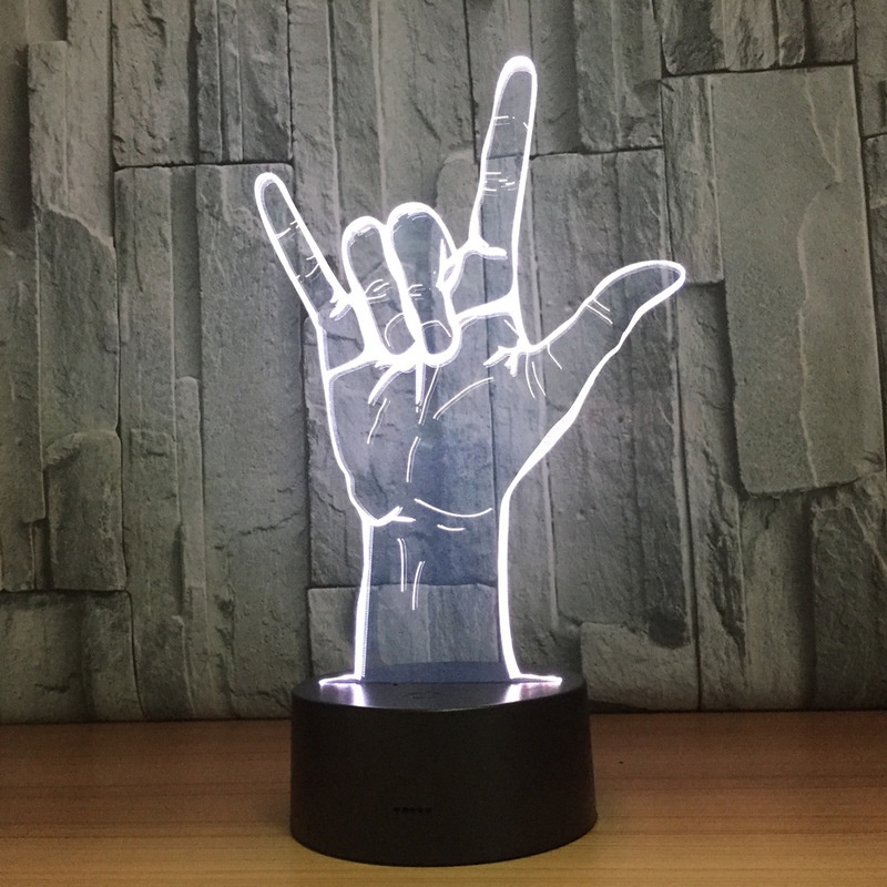 I Love You Gesture 3D Acrylic LED Night Light Touch Switch Desk Table Lamp Party Decorative Light Valentines Day Gift