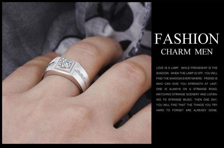 New Arrival Sparkling Fashion Jewelry 925 Sterling Silver Solitaire White Topaz CZ Diamond Women Men Wedding Band Ring Gift