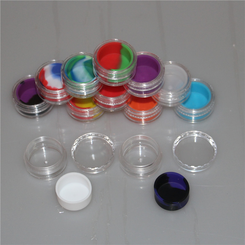 Acrylic silicon container 3ml wax concentrate silicone containers ABS non-stick dab bho oil jars tool storage jar